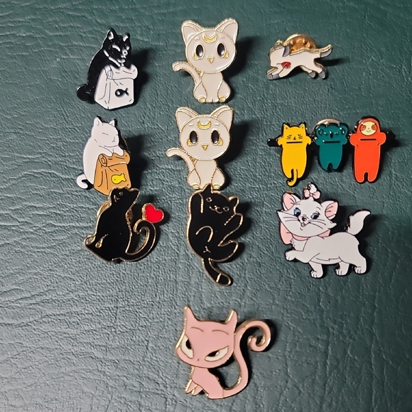 Other - **Cute Cat Enamel Pin Set - Black, White, Gold, Pink**